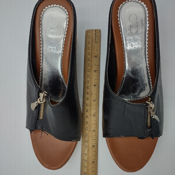 D.F Size 40 Black Leather Mule Shoes - Picture 13 of 15